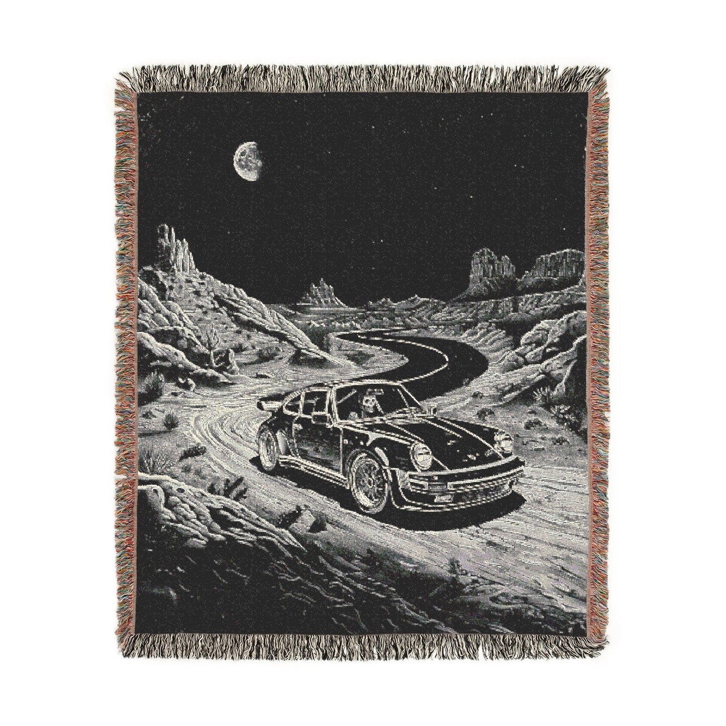 Skeleton Porsche Woven Blanket