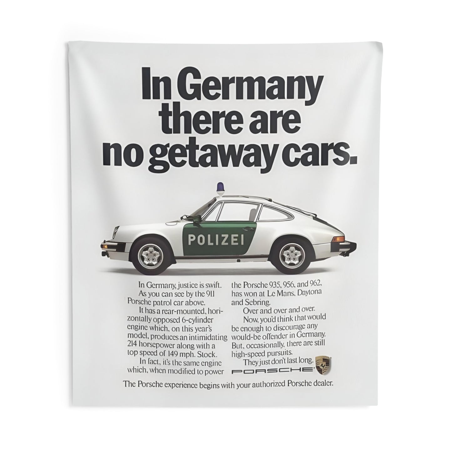 No Getaway Cars Porsche Tapestry