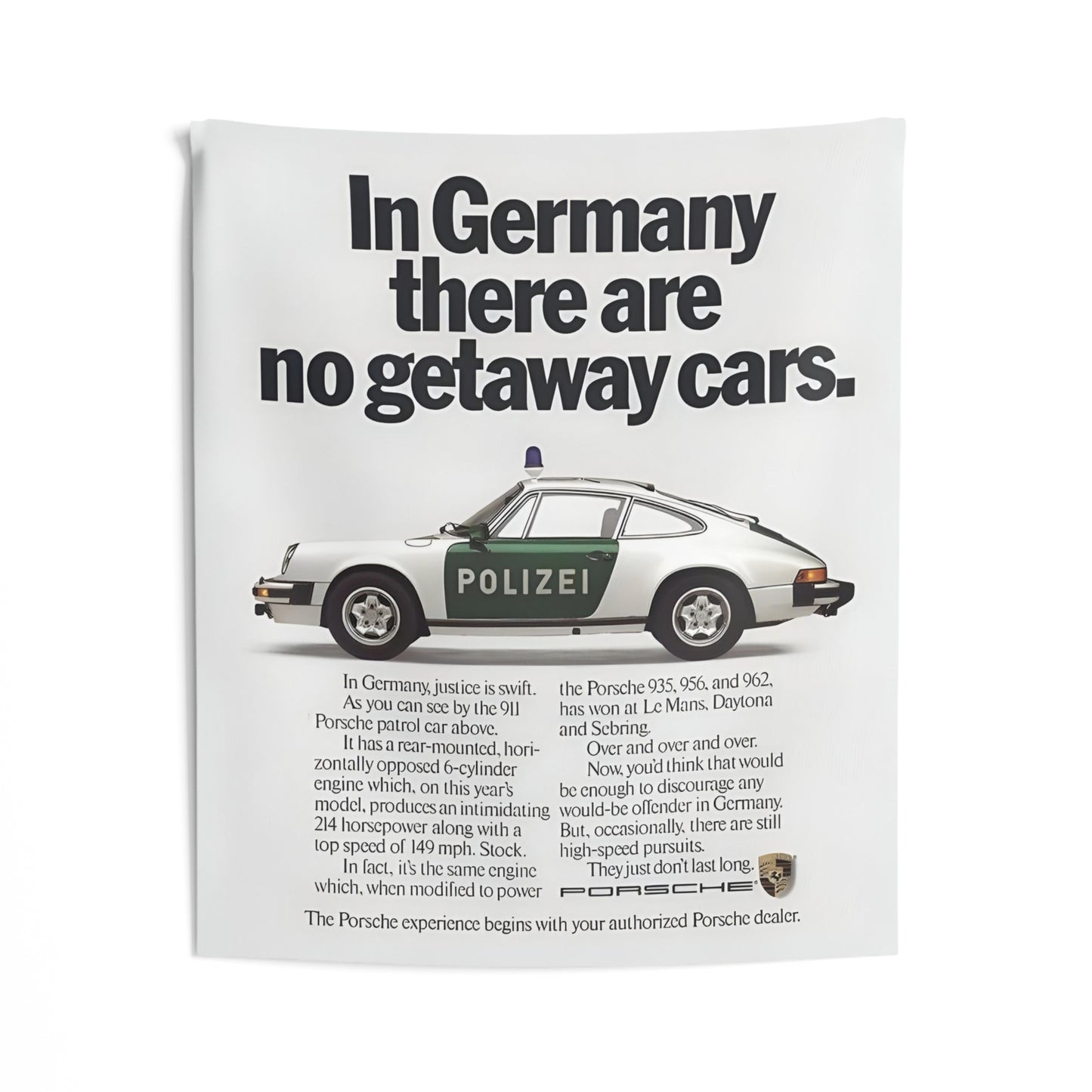 No Getaway Cars Porsche Tapestry