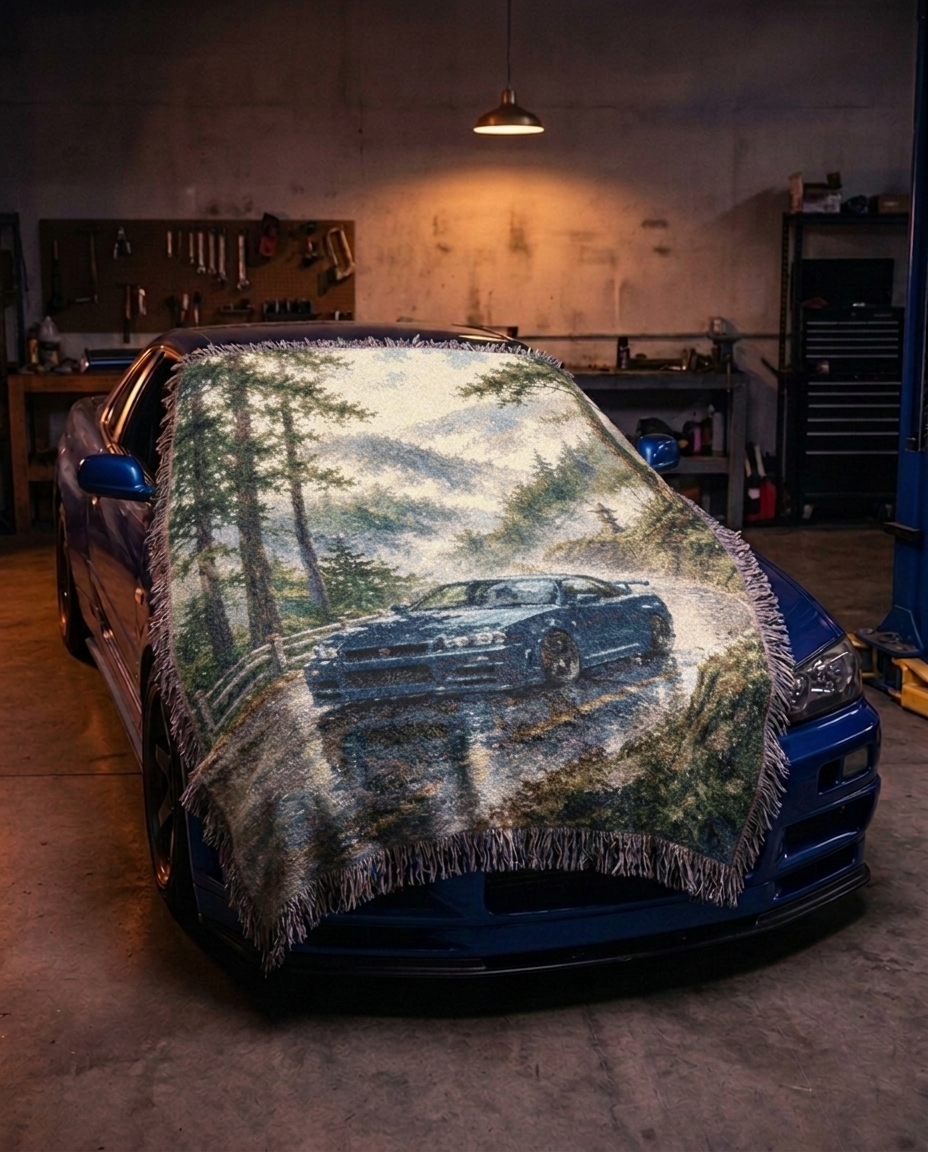 Touge R34 GTR Woven Blanket